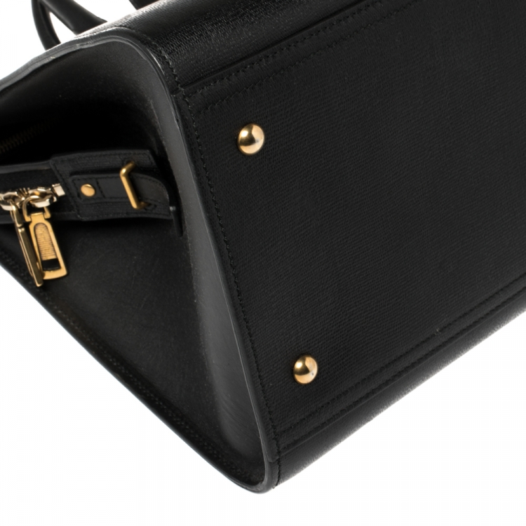 Pre Owned Saint Laurent Black Textured Leather Large Cabas Chyc Tote