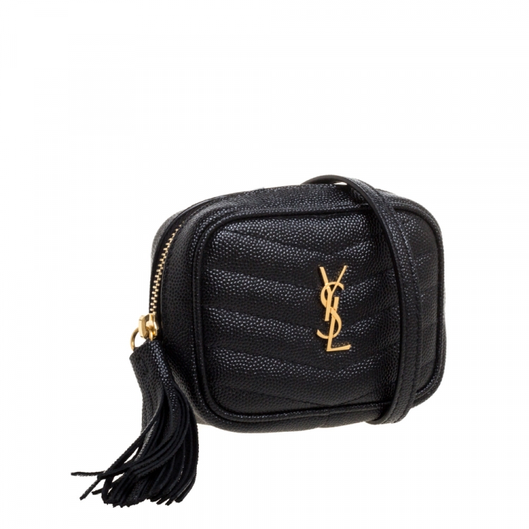 مملوكة مسبقًا Saint Laurent Black Chevron Leather Baby Lou Bag