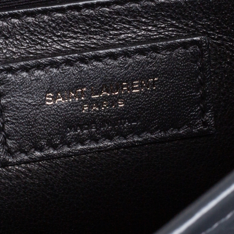 Pre Owned Saint Laurent Dust Grey Leather Baby Niki Flap Shoulder Bag