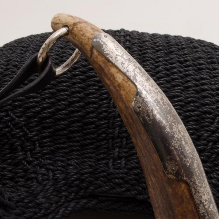 Pre Owned Yves Saint Laurent Black Woven Straw Mombosa Hobo