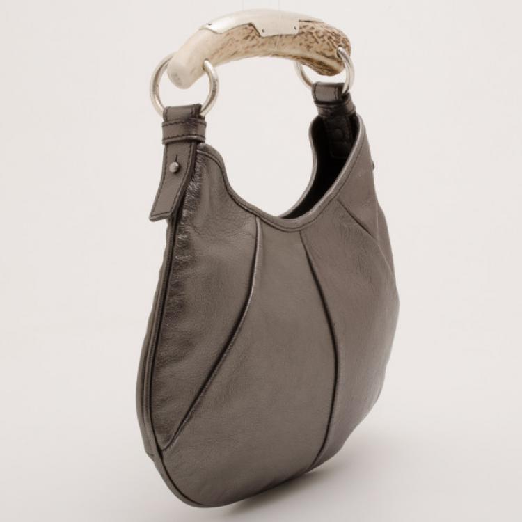 Pre Owned Yves Saint Laurent Metallic Leather Mini Mombasa Hobo