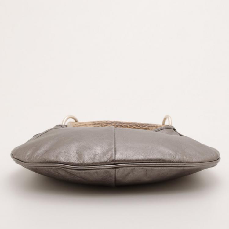 Pre Owned Yves Saint Laurent Metallic Leather Mini Mombasa Hobo