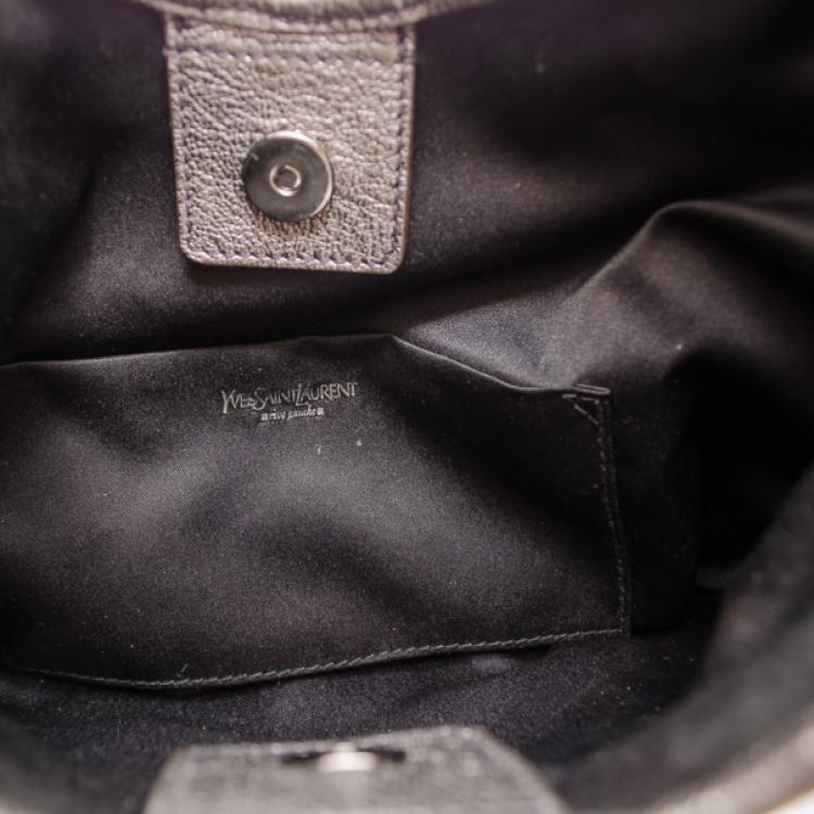 Pre Owned Yves Saint Laurent Metallic Leather Mini Mombasa Hobo