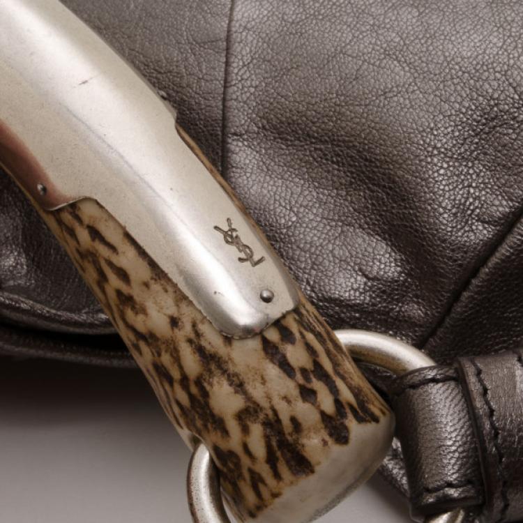 Pre Owned Yves Saint Laurent Metallic Leather Mini Mombasa Hobo