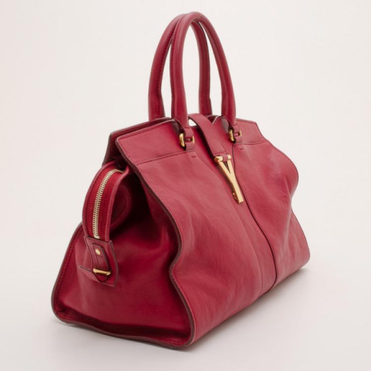 مملوكة مسبقًا Yves Saint Laurent YSL Cabas Chyc Burgundy Leather Satchel