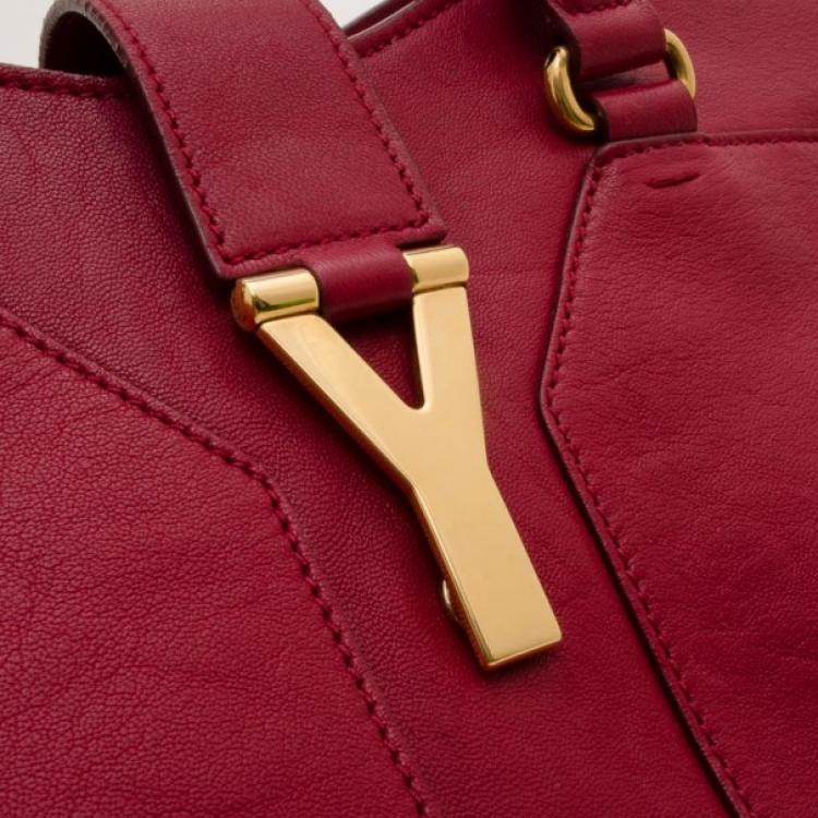 مملوكة مسبقًا Yves Saint Laurent YSL Cabas Chyc Burgundy Leather Satchel