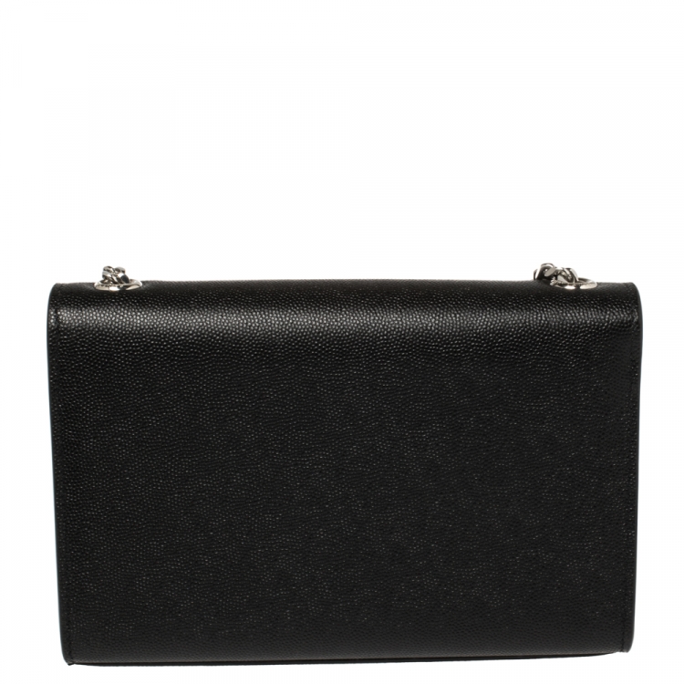 Pre Owned Saint Laurent Black Grain Leather Small Kate Shoulder Bag