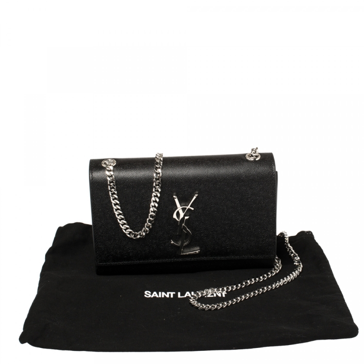 Pre Owned Saint Laurent Black Grain Leather Small Kate Shoulder Bag