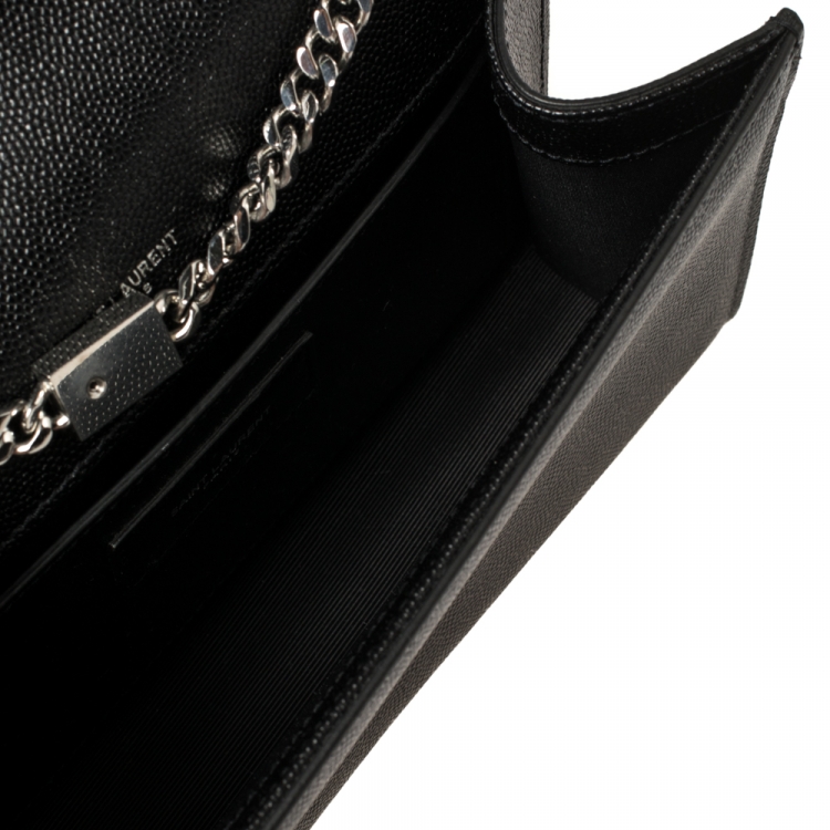 Pre Owned Saint Laurent Black Grain Leather Small Kate Shoulder Bag