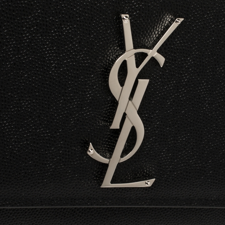 Pre Owned Saint Laurent Black Grain Leather Small Kate Shoulder Bag