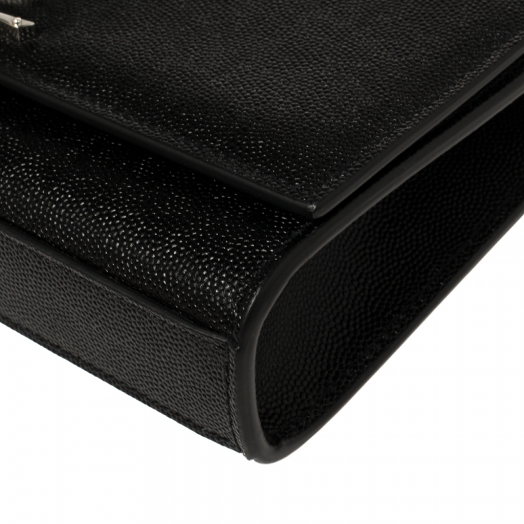 Pre Owned Saint Laurent Black Grain Leather Small Kate Shoulder Bag