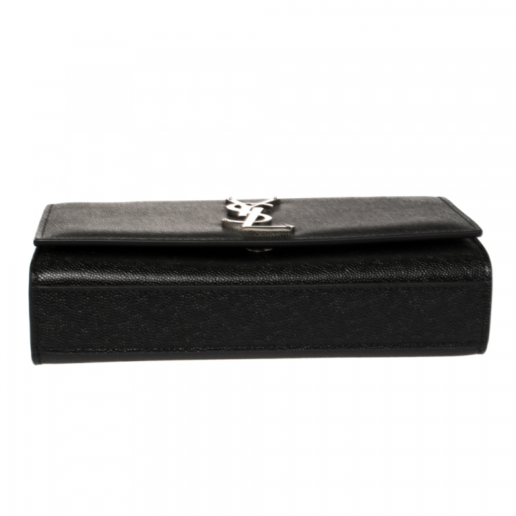 Pre Owned Saint Laurent Black Grain Leather Small Kate Shoulder Bag