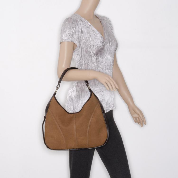 Pre Owned Yves Saint Laurent Canvas and Leather Trim Hobo 