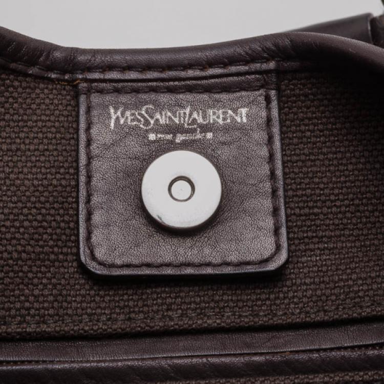 Pre Owned Yves Saint Laurent Canvas and Leather Trim Hobo 