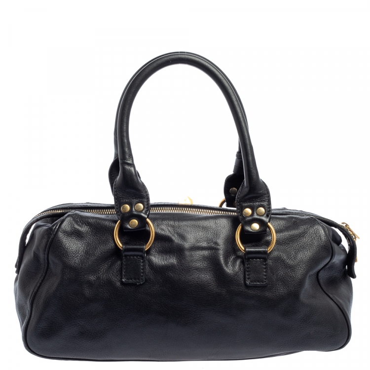 مملوكة مسبقًا Yves Saint Laurent Black Leather Muse Bowler Bag