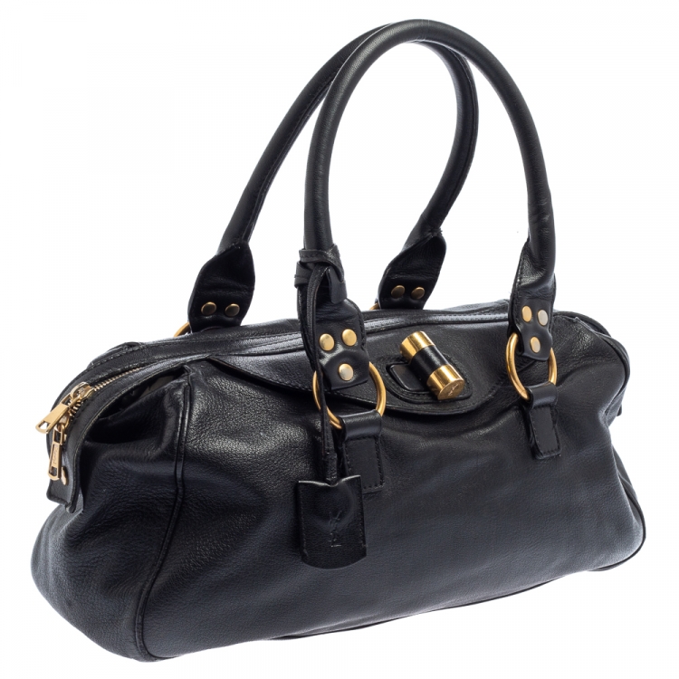 مملوكة مسبقًا Yves Saint Laurent Black Leather Muse Bowler Bag