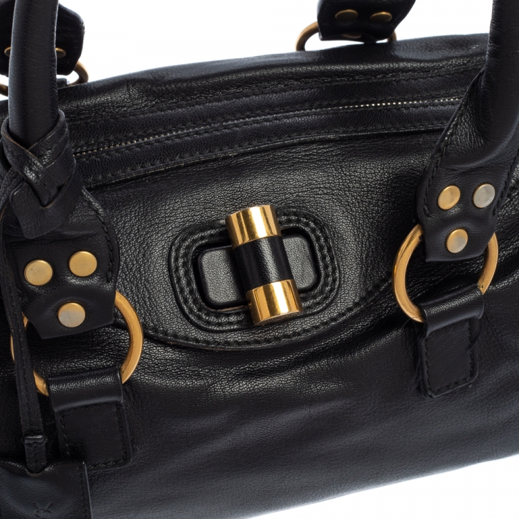 مملوكة مسبقًا Yves Saint Laurent Black Leather Muse Bowler Bag
