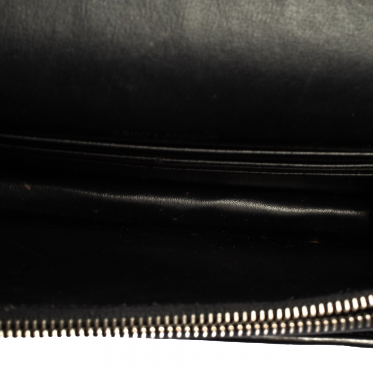 Pre Owned Saint Laurent Black Croc Embossed Leather Small Sunset Shoulder Bag