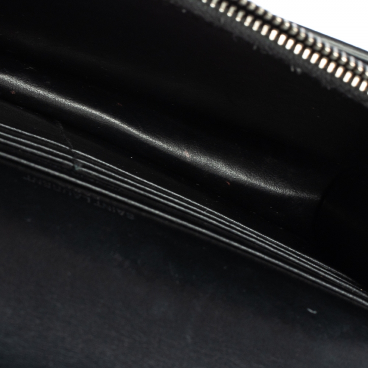 Pre Owned Saint Laurent Black Croc Embossed Leather Small Sunset Shoulder Bag