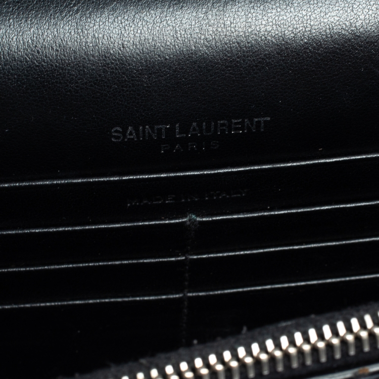 Pre Owned Saint Laurent Black Croc Embossed Leather Small Sunset Shoulder Bag