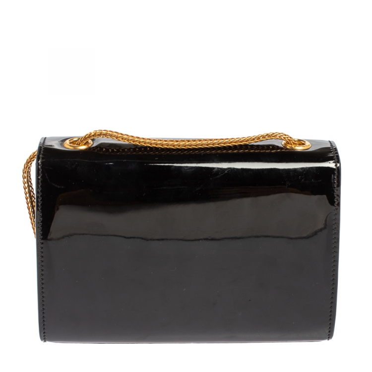 Pre Owned Saint Laurent Black Patent Leather Small Kate Tassel Crossbody Bag
