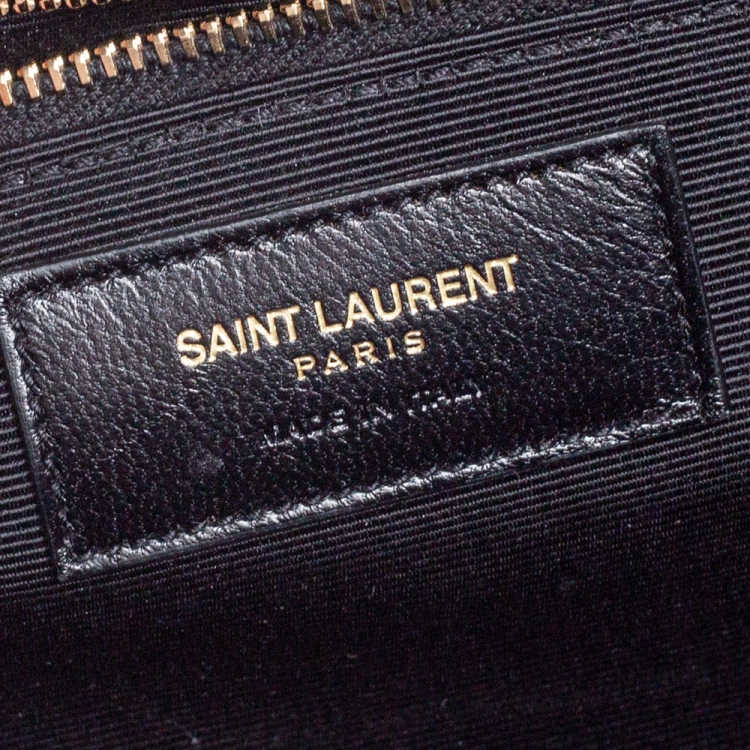 Pre Owned Saint Laurent Black Chevron Quilted Leather Monogram Envelope Shoulder Bag