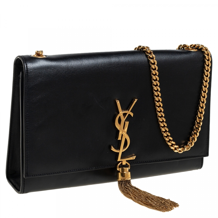 Pre Owned Saint Laurent Black Leather Medium Kate Tassel Shoulder Bag