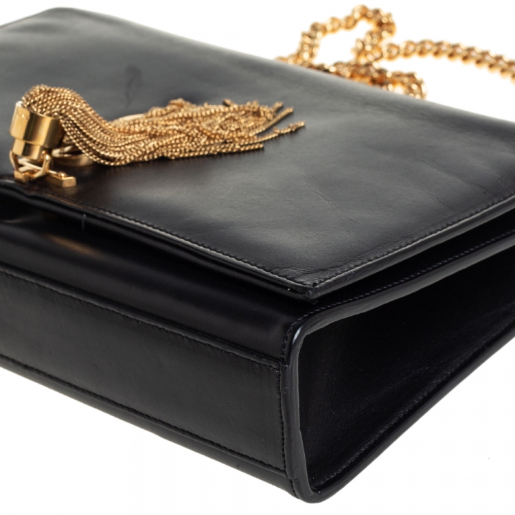 Pre Owned Saint Laurent Black Leather Medium Kate Tassel Shoulder Bag