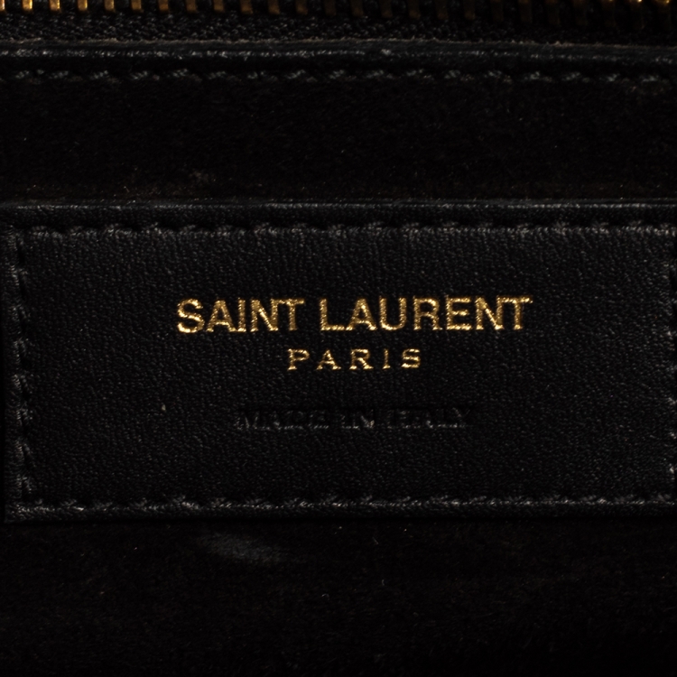 Pre Owned Saint Laurent Black Leather Medium Monogram Université Flap Shoulder Bag