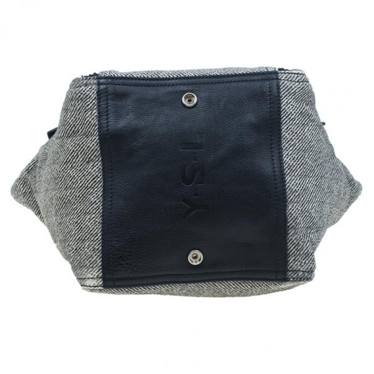 Pre Owned Saint Laurent Paris Grey Pony Hair Downtown Luggage Tote
