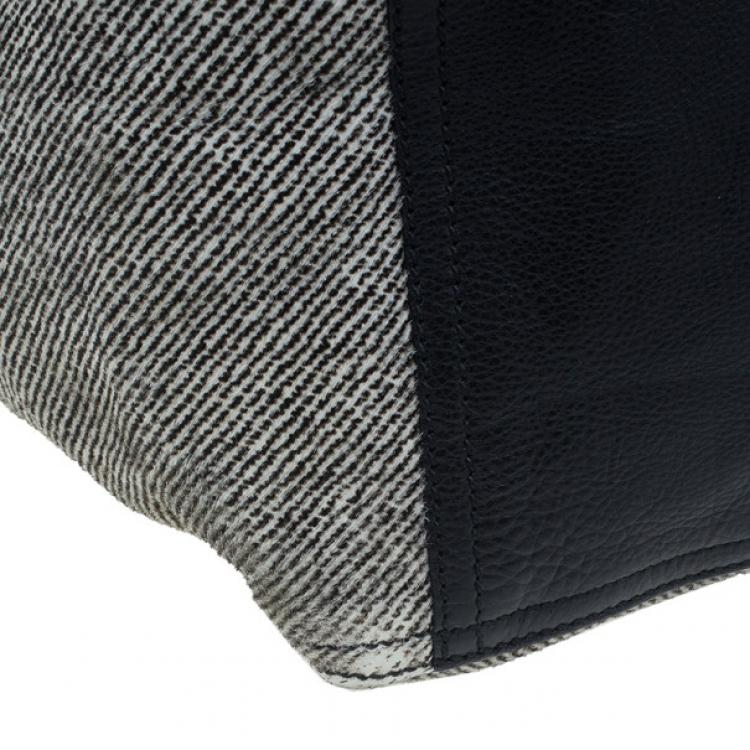 Pre Owned Saint Laurent Paris Grey Pony Hair Downtown Luggage Tote