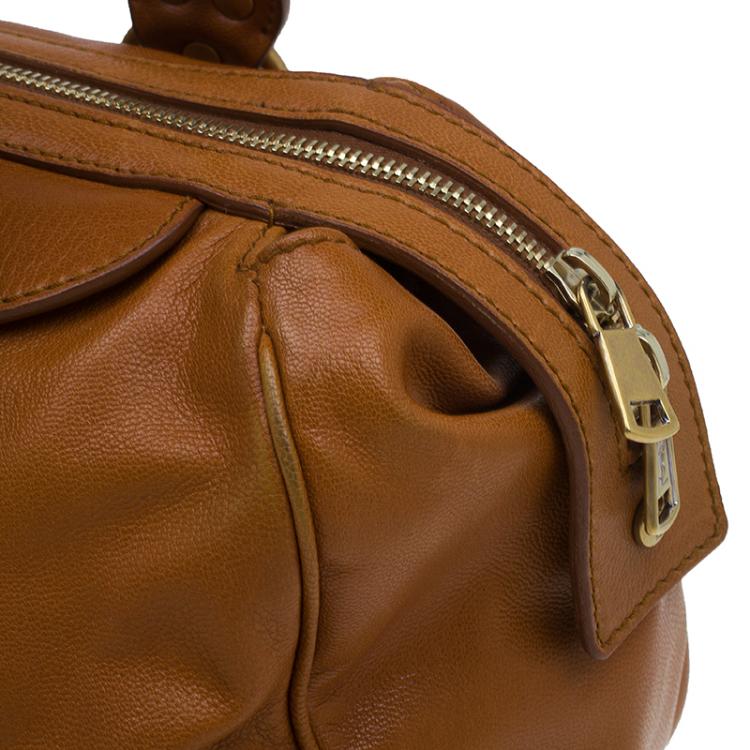 Pre Owned Saint Laurent Paris Tan Leather Muse Bowler Bag