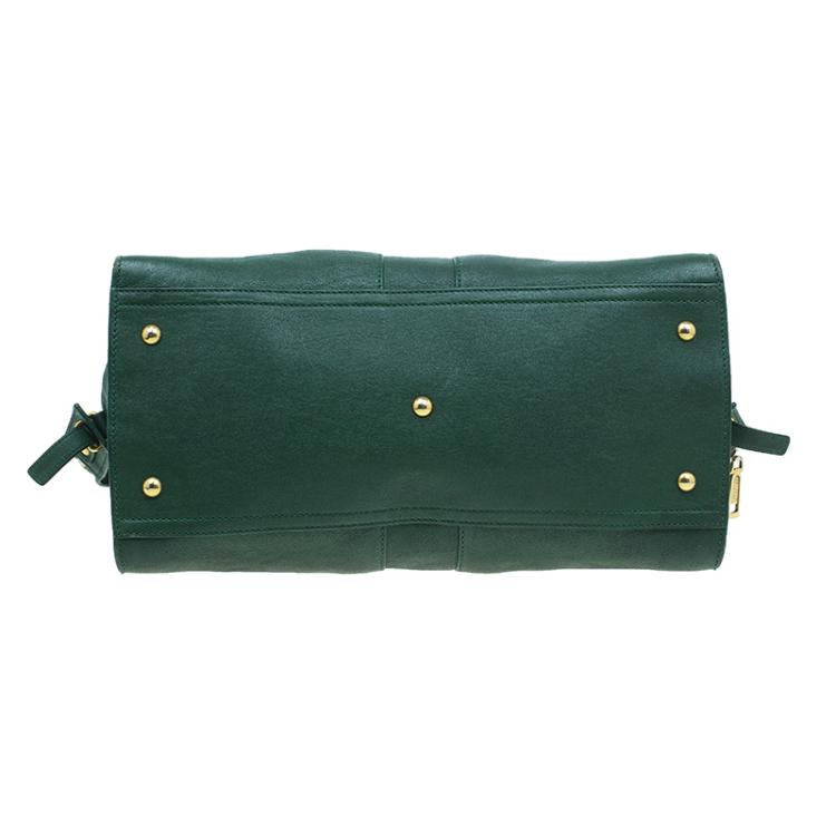 Pre Owned Saint Laurent Paris Green Leather Medium Cabas Chyc Satchel