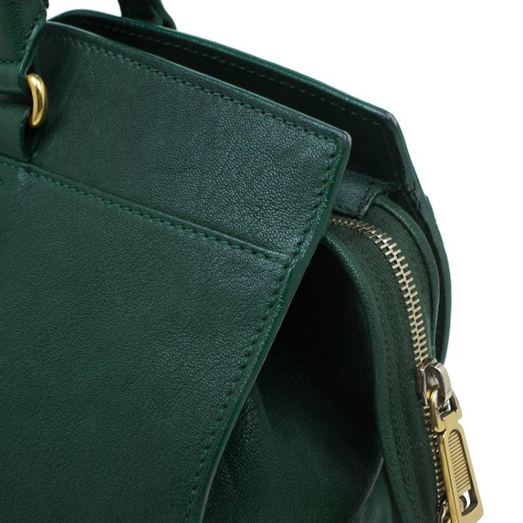 Pre Owned Saint Laurent Paris Green Leather Medium Cabas Chyc Satchel