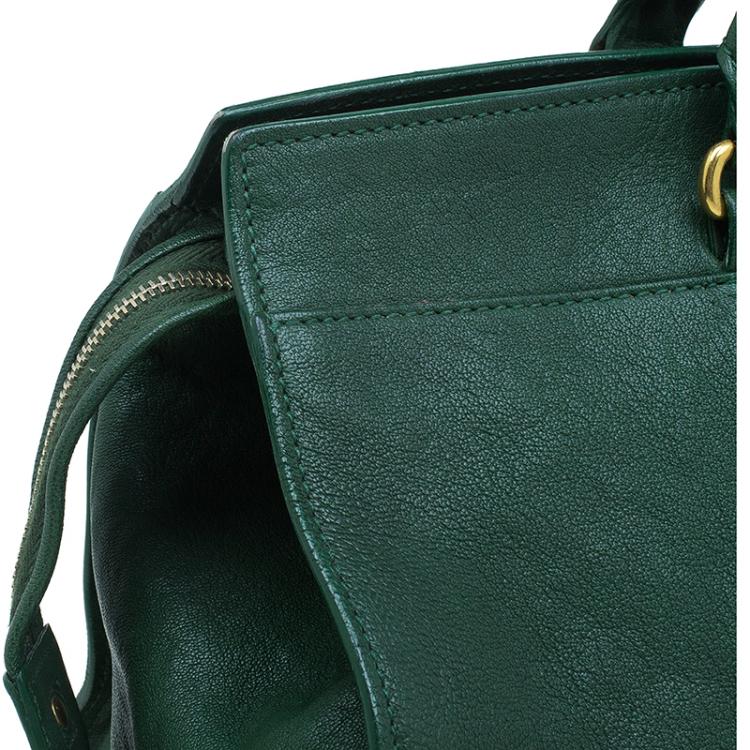 Pre Owned Saint Laurent Paris Green Leather Medium Cabas Chyc Satchel