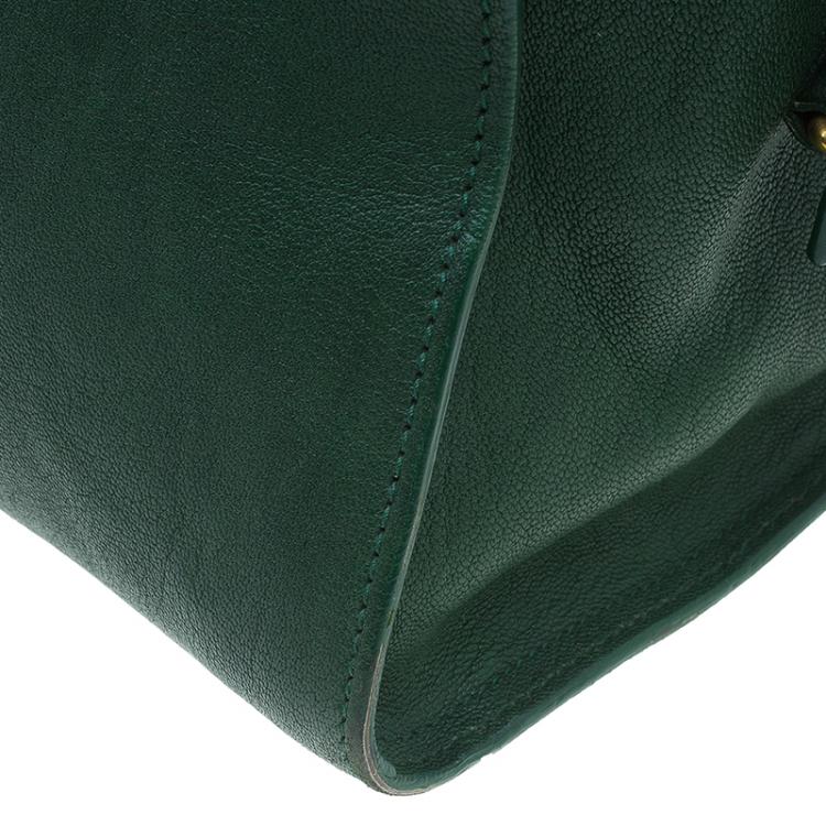Pre Owned Saint Laurent Paris Green Leather Medium Cabas Chyc Satchel