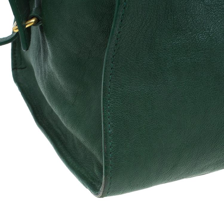 Pre Owned Saint Laurent Paris Green Leather Medium Cabas Chyc Satchel