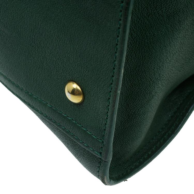 Pre Owned Saint Laurent Paris Green Leather Medium Cabas Chyc Satchel