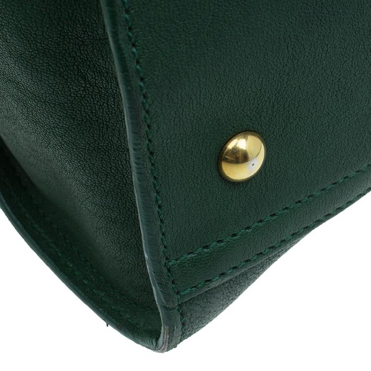 Pre Owned Saint Laurent Paris Green Leather Medium Cabas Chyc Satchel