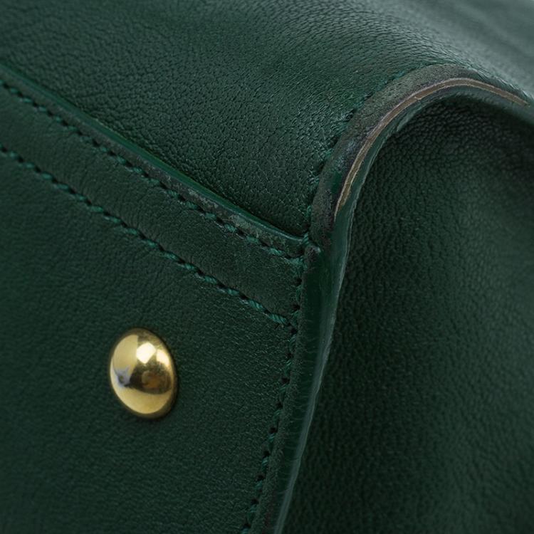 Pre Owned Saint Laurent Paris Green Leather Medium Cabas Chyc Satchel