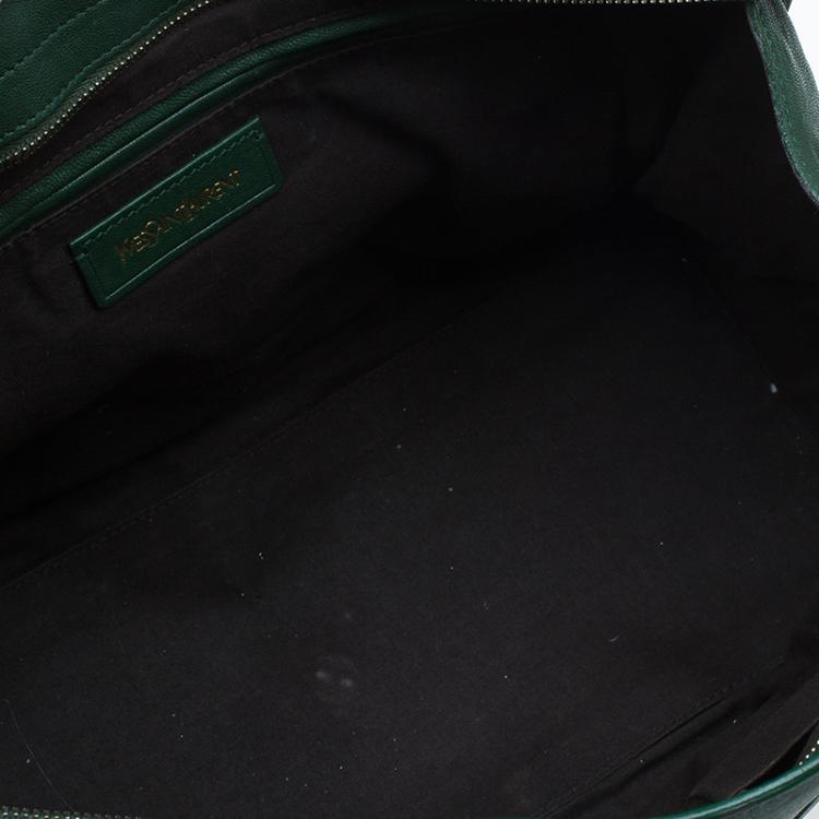 Pre Owned Saint Laurent Paris Green Leather Medium Cabas Chyc Satchel