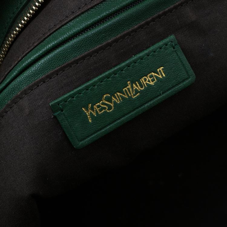 Pre Owned Saint Laurent Paris Green Leather Medium Cabas Chyc Satchel
