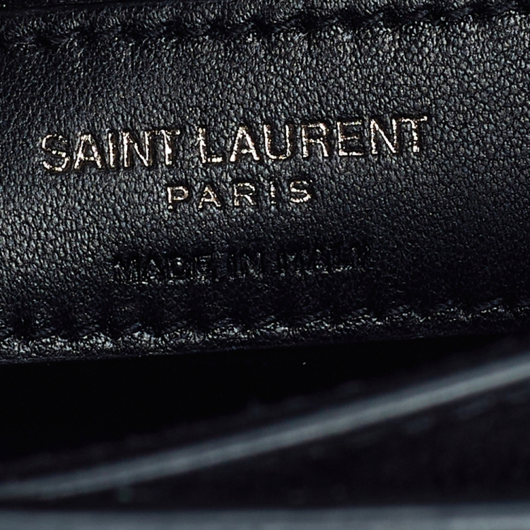 Pre Owned Saint Laurent Black Croc Embossed Leather Medium Sunset Shoulder Bag