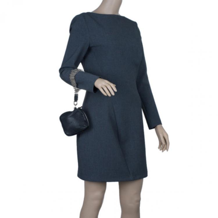 Pre Owned Saint Laurent Paris Black Leather Chain Wristlet