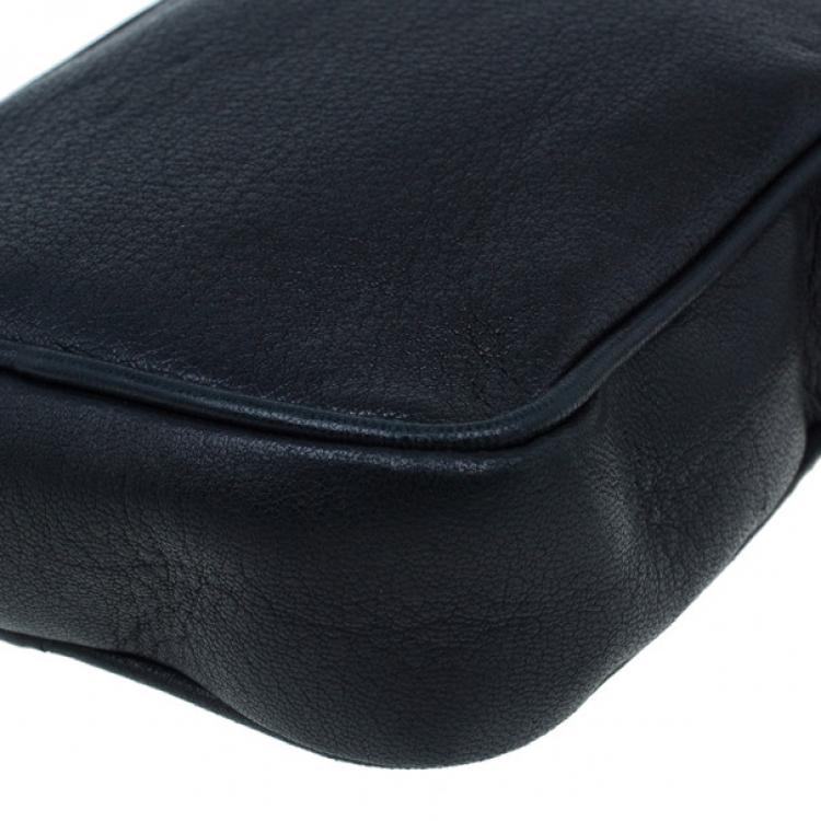 Pre Owned Saint Laurent Paris Black Leather Chain Wristlet