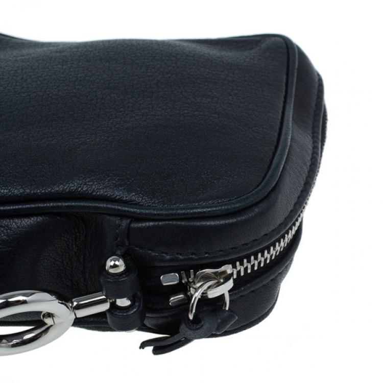 Pre Owned Saint Laurent Paris Black Leather Chain Wristlet