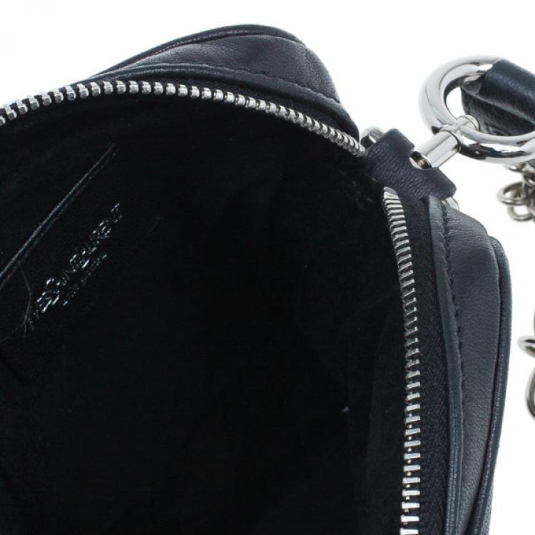 Pre Owned Saint Laurent Paris Black Leather Chain Wristlet