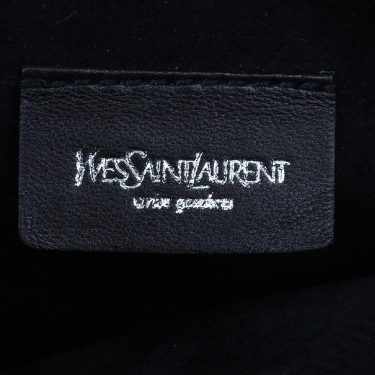 Pre Owned Saint Laurent Paris Black Leather Chain Wristlet