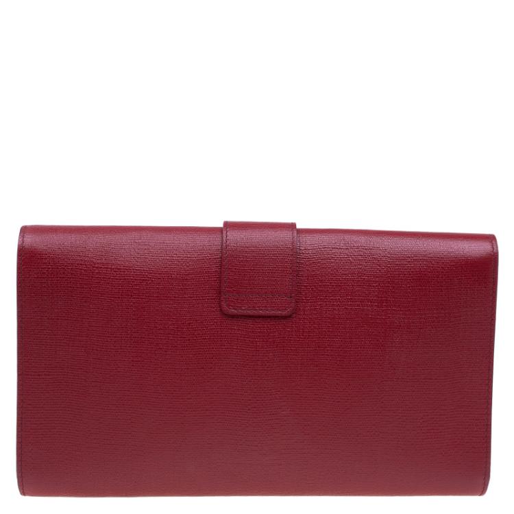 Pre Owned Saint Laurent Paris Red Leather Large Chyc Clutch