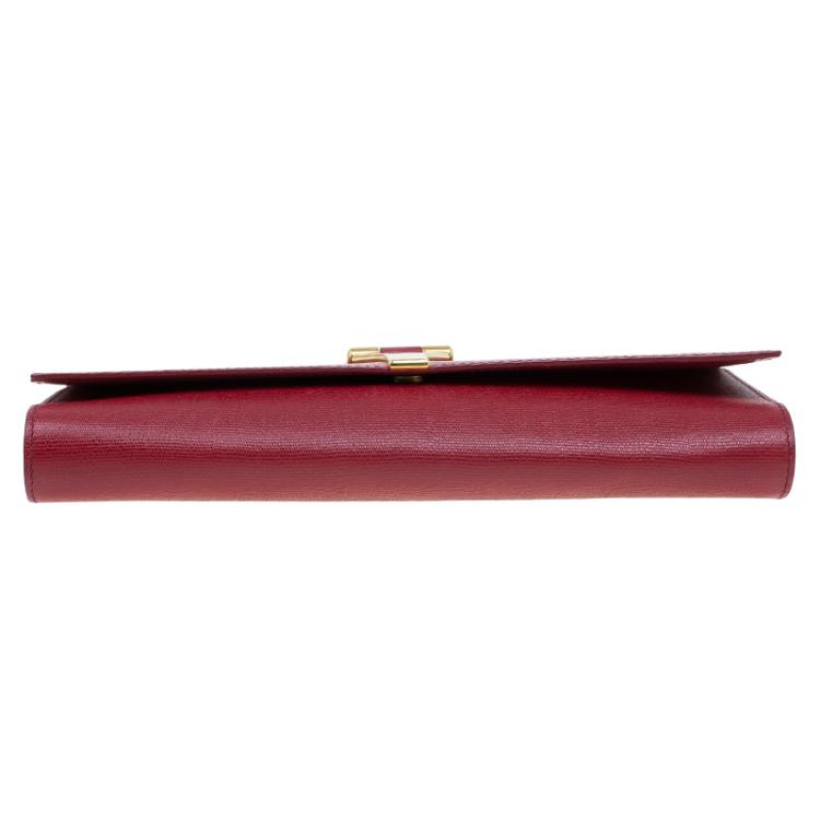 Pre Owned Saint Laurent Paris Red Leather Large Chyc Clutch